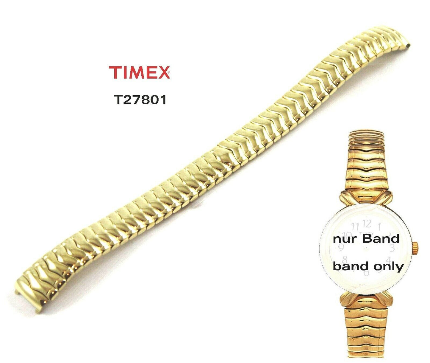 Timex Ersatzarmband T27801 Flexband Strechband 11mm Ersatzband Edelstahl dehnbar