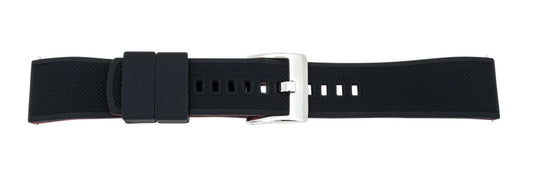 Pebro Uhren Ersatzarmband Silikon schwarz/rot 22mm mit Quick-Release Federstegen
