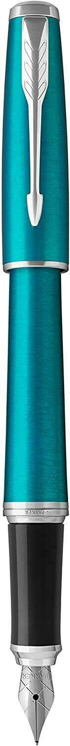 Parker Urban Vibrant Blue Chrome Trim - Fountain Pen - medium - 2x Patrone blau