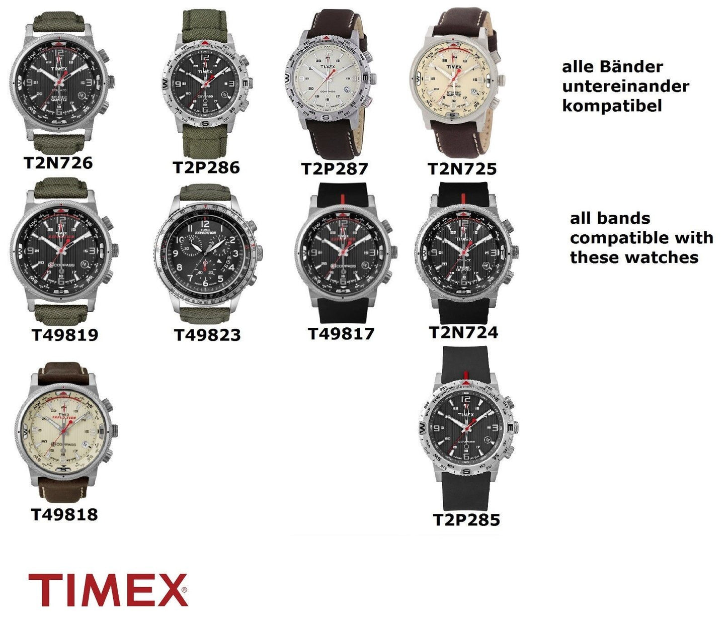 Timex Ersatzarmband T2P287 E-Kompass IQ Original Ersatzband 22mm - T2N725 T49818
