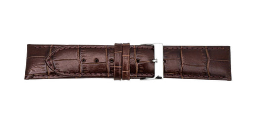 Pebro Uhren Ersatzarmband Krokoprägung Leder dunkelbraun 22mm
