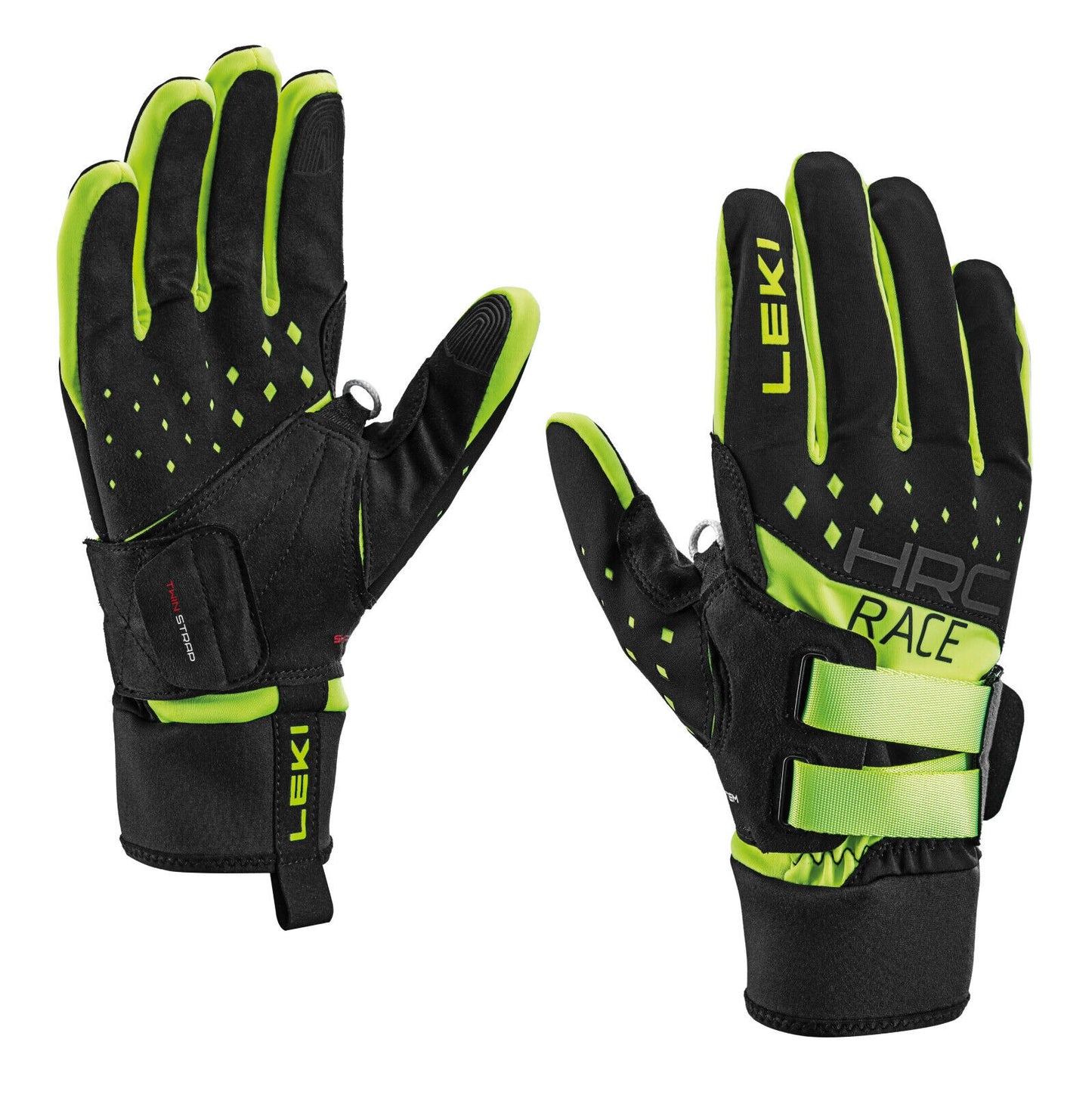 handschuhe zum walken Leki HRC Race Shark - Langlauf- Walking Handschuhe - black/gelb